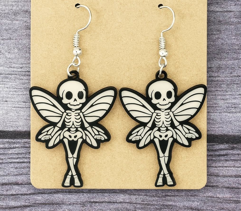 Skeleton Fairy Earrings ā Spooky Cute Everyday Statement Jewelry