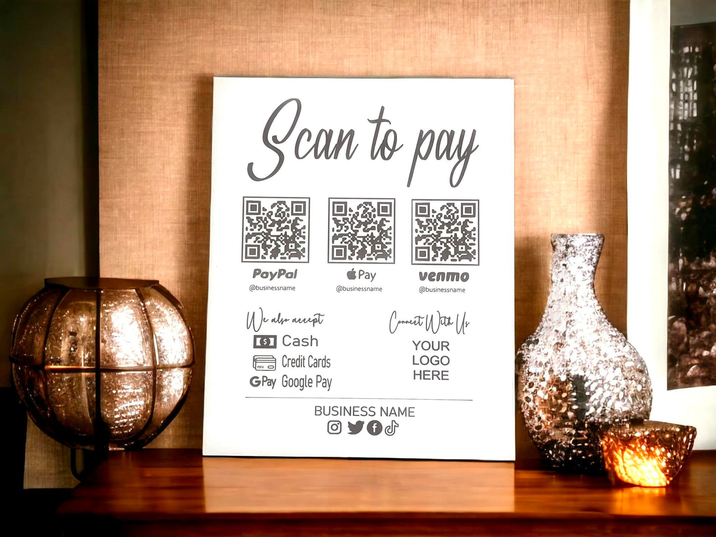Scan to Pay Customizable Digital Download, Glowforge, Cricut, Laser Engraving & More SVG