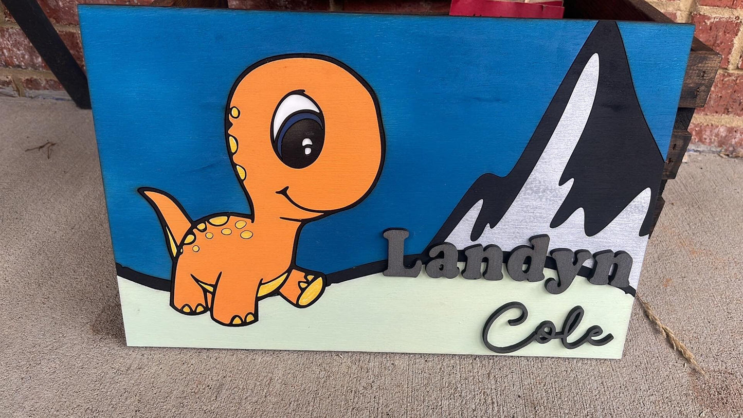 Digital Design Dinosaur wall sign, with name