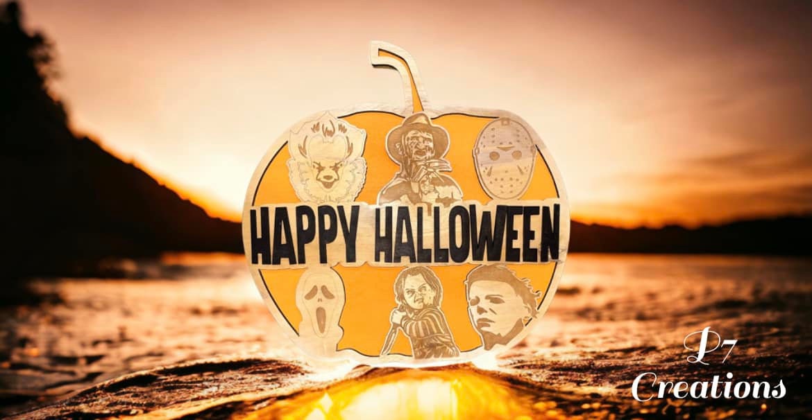Horror Pumpkin Digital Download, Laser Cut/Engrave, Glowforge Ready, Spooky