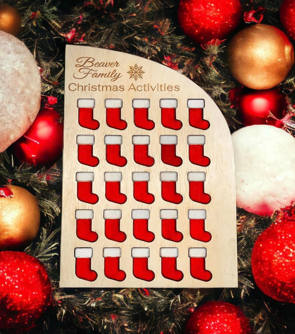 Christmas Activities Advent Calendar, Personalized, Laser Cut, Glowforge Friendly, SVG Digital Download, Stocking