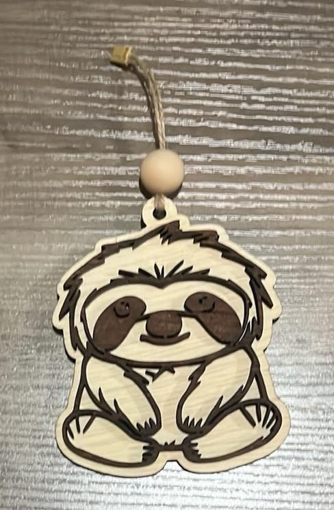 Digital Baby Sloth Car Charm or Ornament Design
