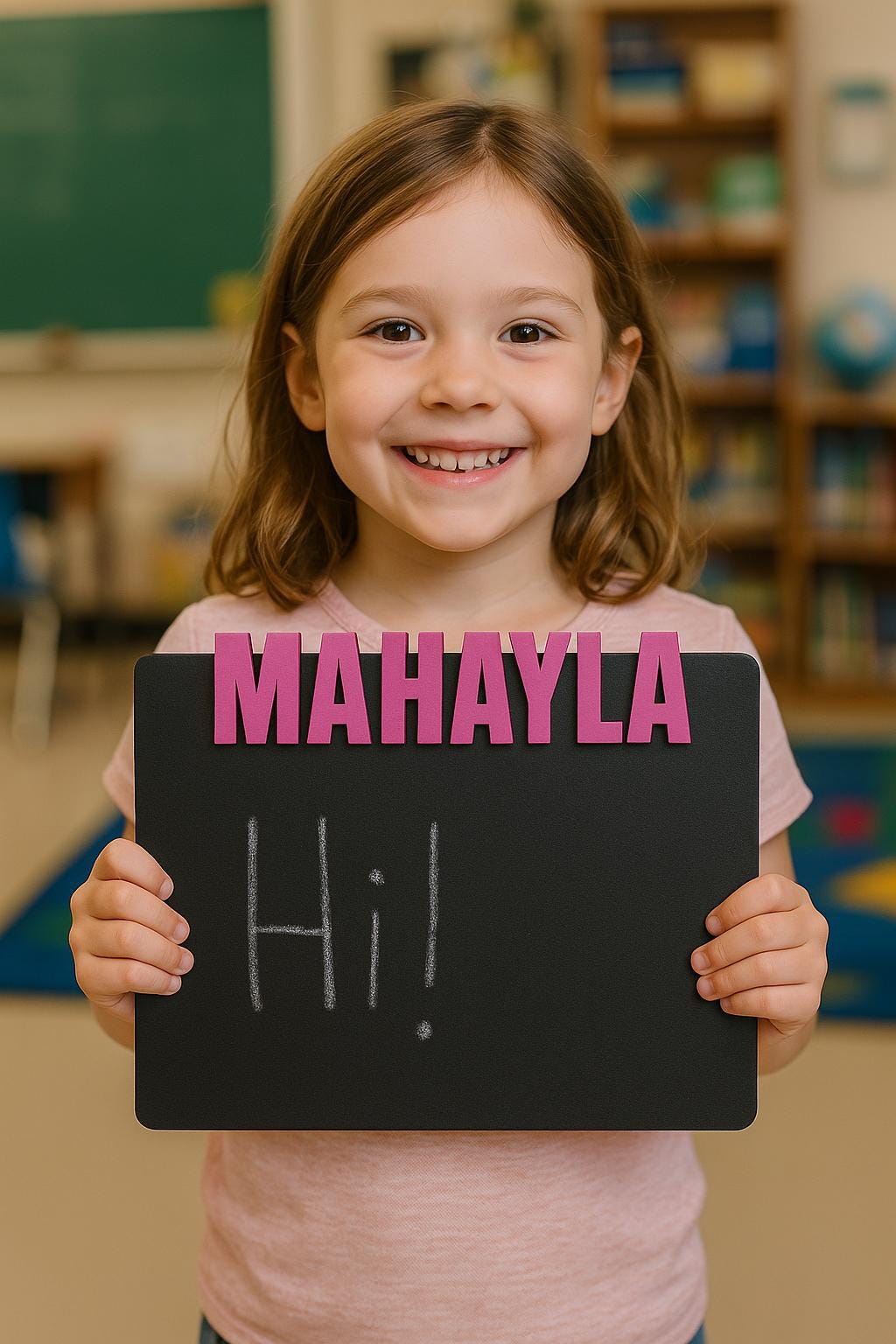Personalized Chalkboard with Name – 8.5"x11" Kids Chalk Board with 3D Wood Letters | First Day of School Sign | Custom Name Gift