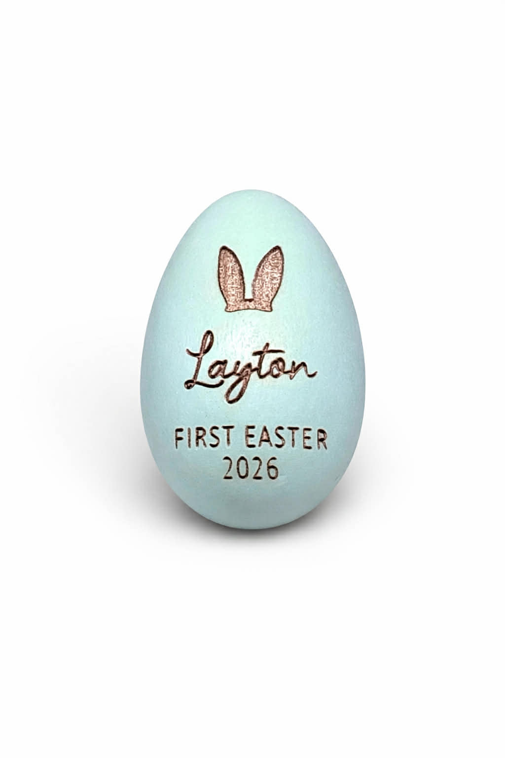Personalized First Easter Wooden Egg – Custom Engraved Baby Keepsake, Bunny Ear Name Easter Gift, 2026 Easter Ornament