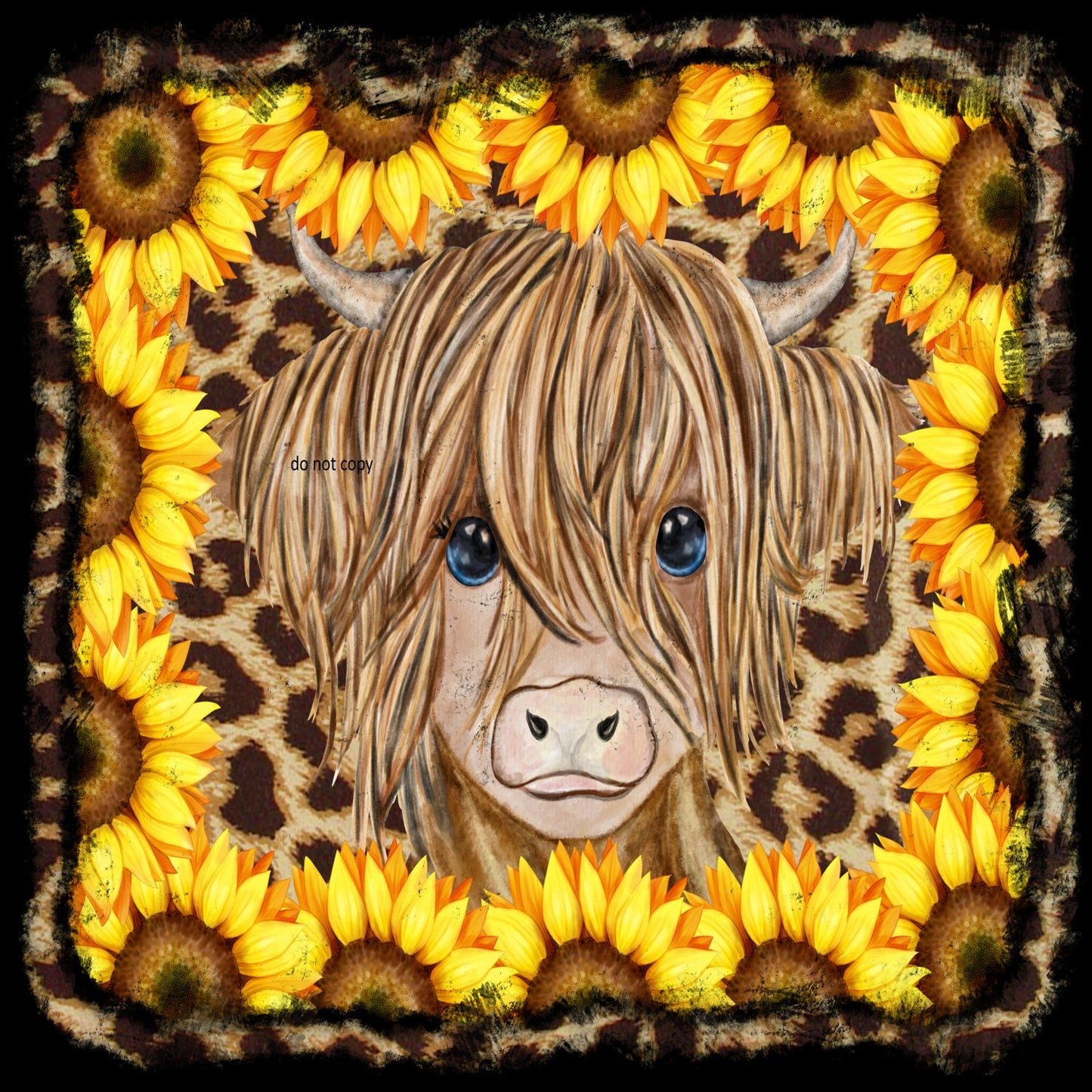 Highland Cow and Sunflowers Sublimation Transfer Ready To Press