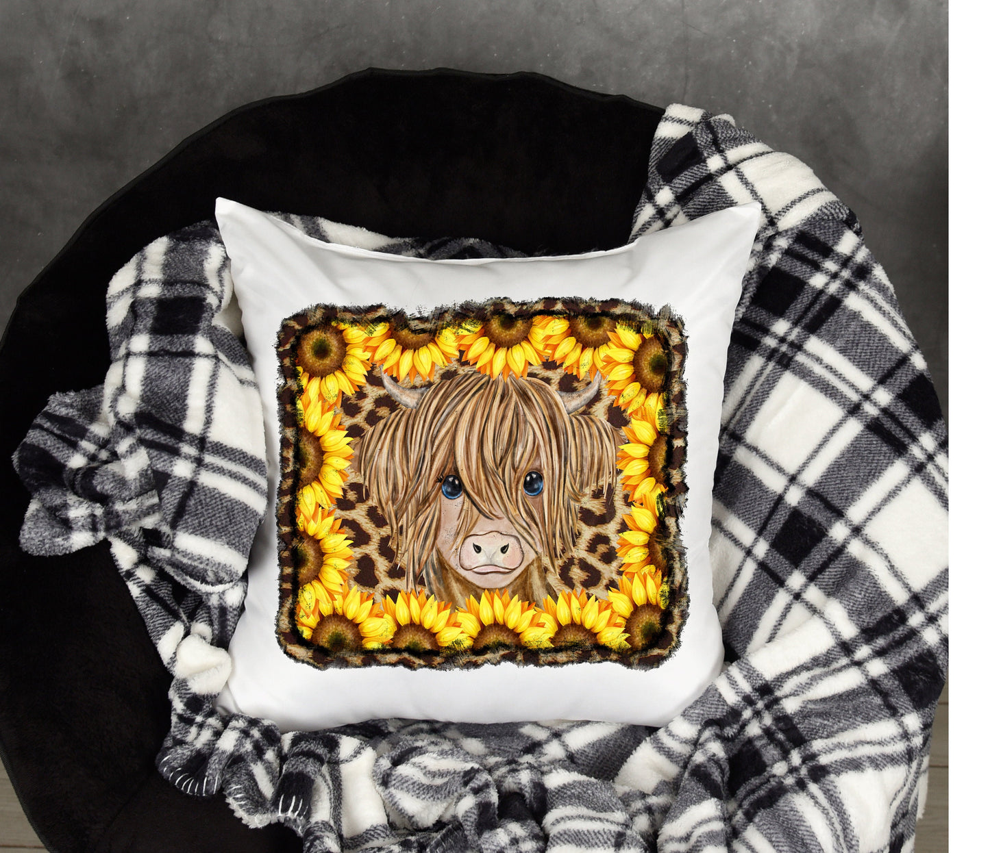 Highland Cow and Sunflowers Sublimation Transfer Ready To Press