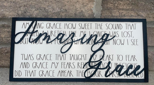 Amazing Grace laser engraved/cut sign