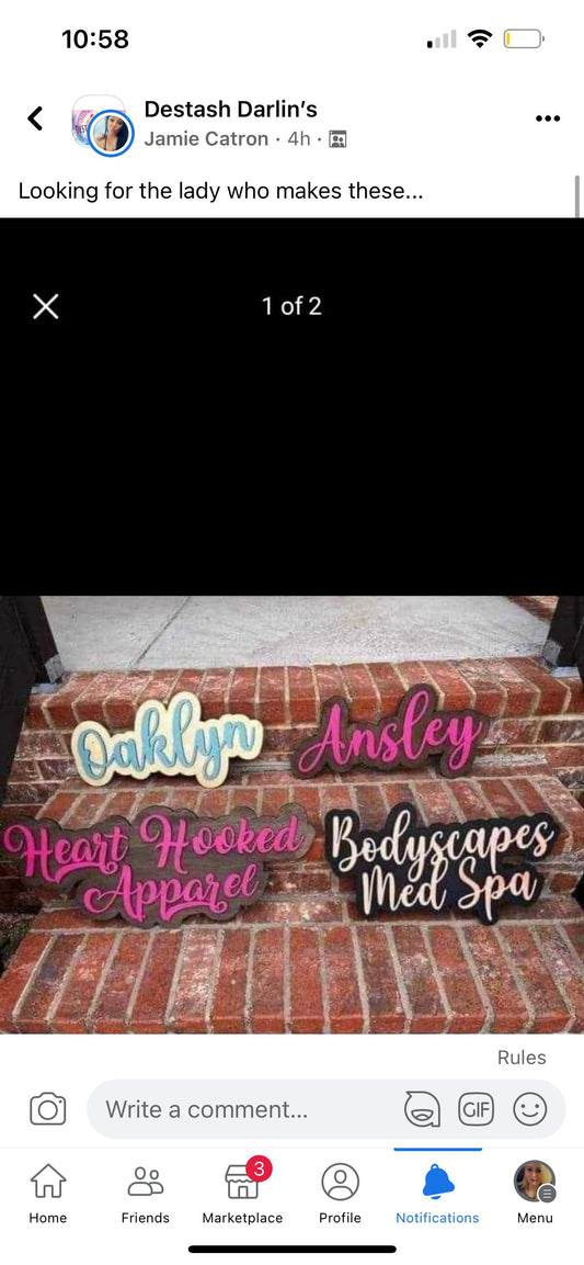 Laser Cut Wooden Personalized Name Sign