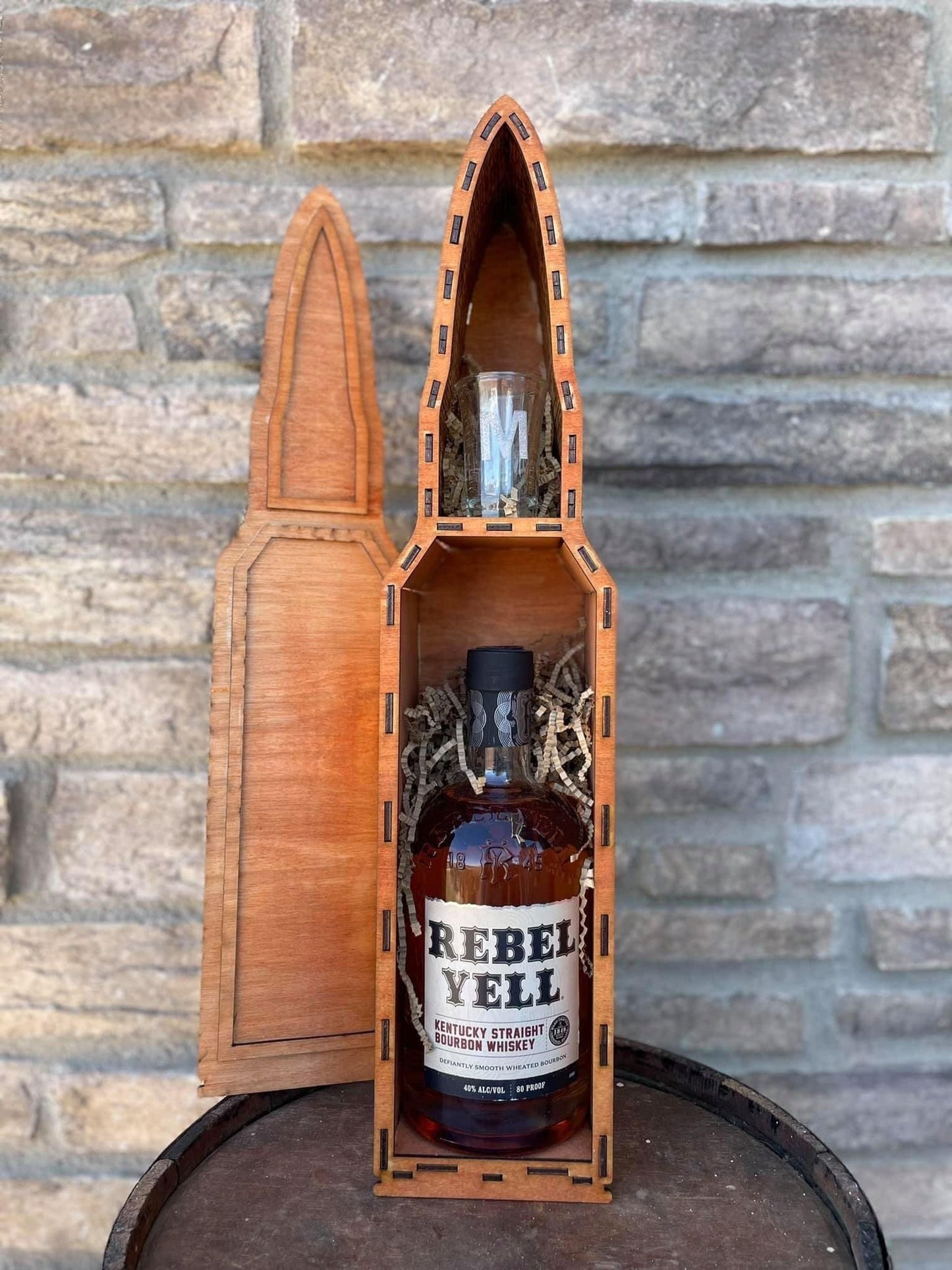 Laser Engraved Custom Whiskey Bottle Box & Personalized Shot Glass Set