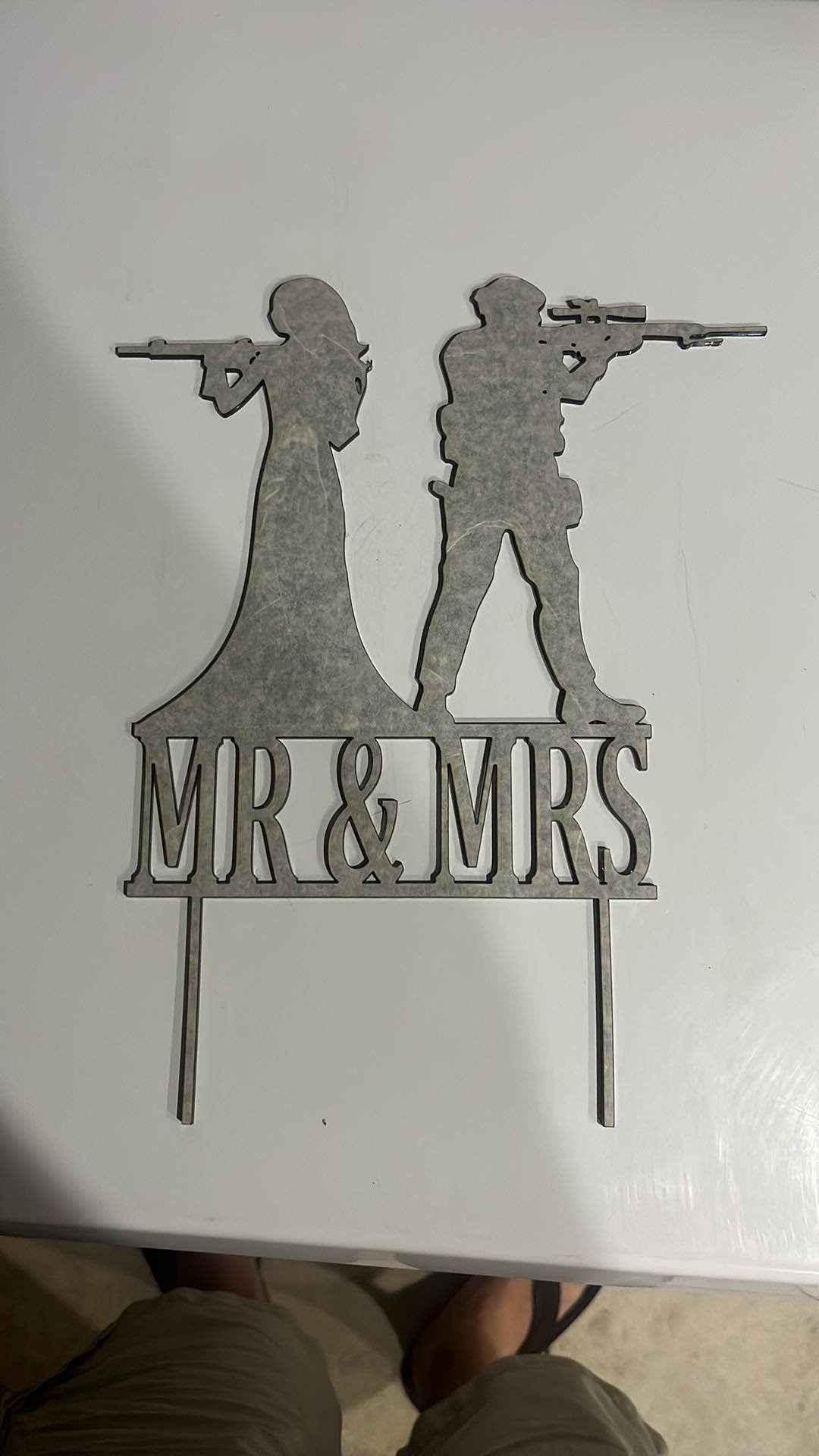 Digital Design Mr & Mrs soldier cake topper