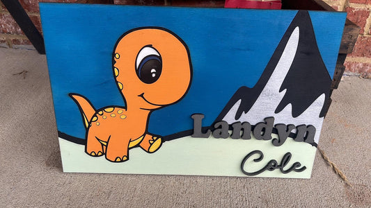 Digital Design Dinosaur wall sign, with name