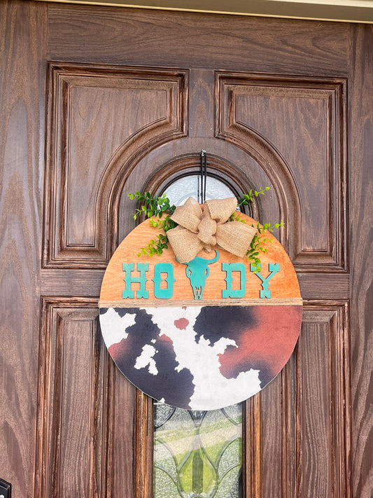 Cow Print Door Hanger