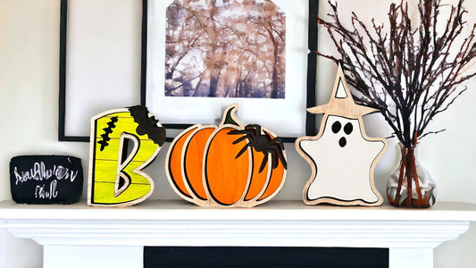 BOO Halloween Shelf Sitter, Spooky, Ghost, Pumpkin