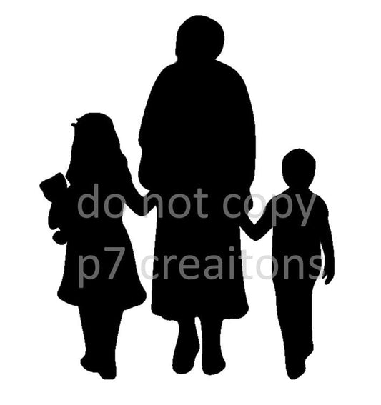 SVG and PNG Of Woman and two children