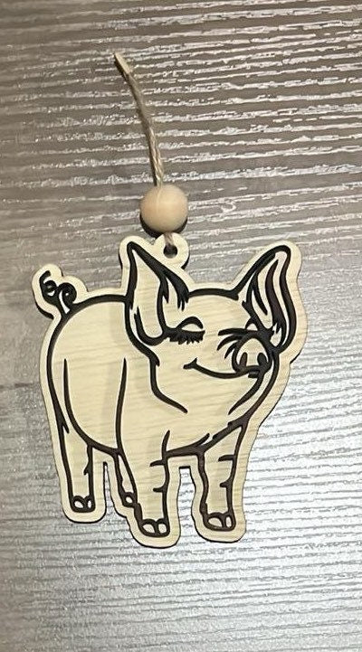 Digital Pig Car Charm or Ornament Design