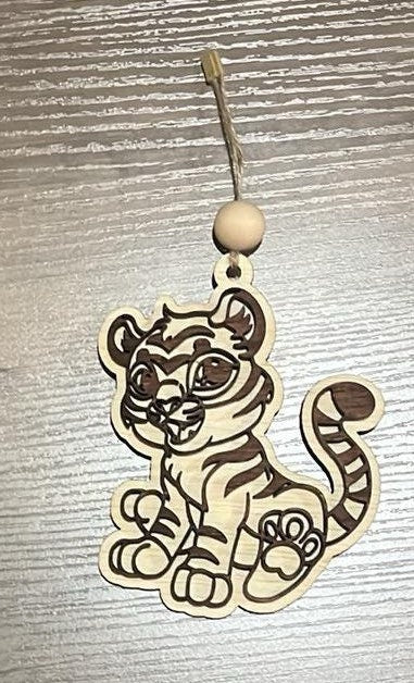 Digital Tiger Cub Car Charm or Ornament Design