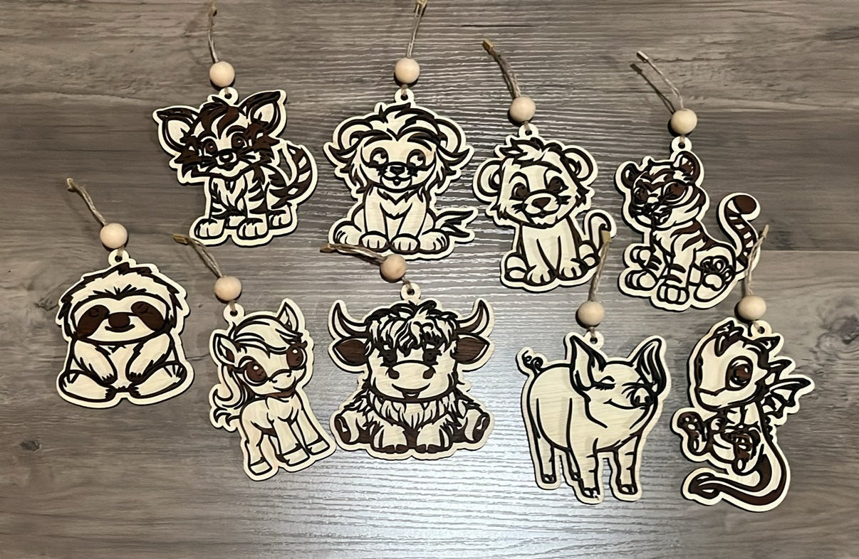 Digital Baby Animal Set 1 Car Charm Ornament Design