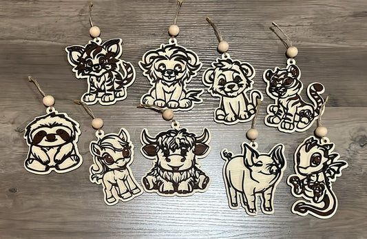 Digital Baby Animal Set 1 Car Charm Ornament Design