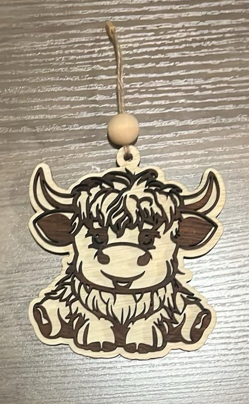 Adorable Baby Highland Cow Car Charm/Ornament
