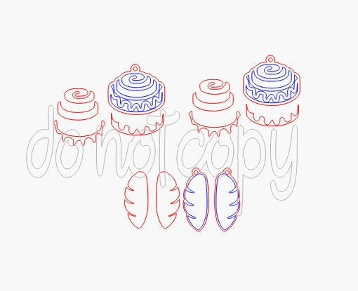 Cinnamon Roll and Bread Earring Digital Cut File SVG Glowforge Friendly Digital Download