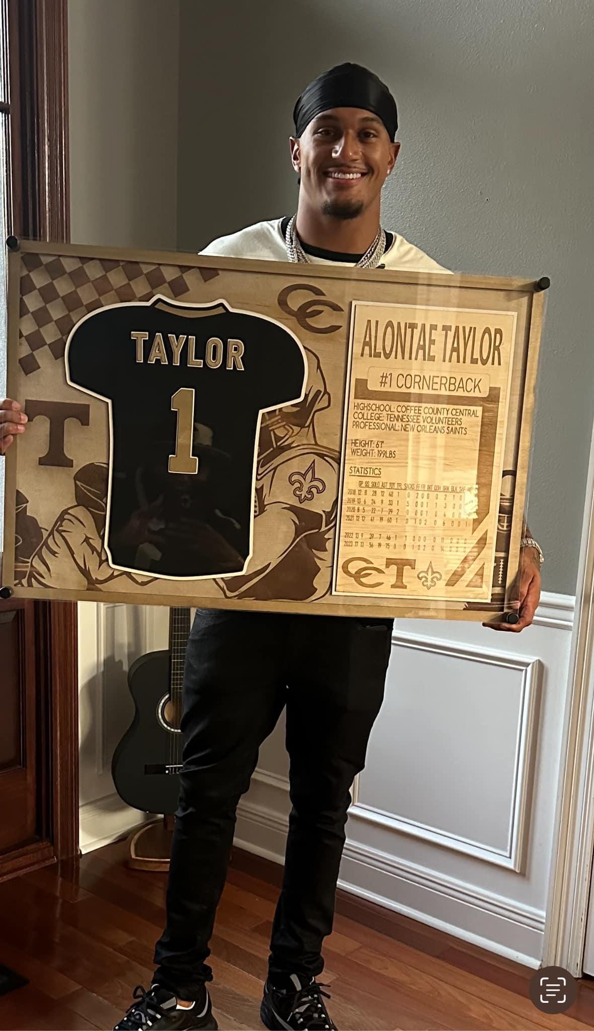 Custom Wooden and Acrylic Football Memorabilia Frame | Laser Cut Athlete Wall Art | Personalized Sports Gift