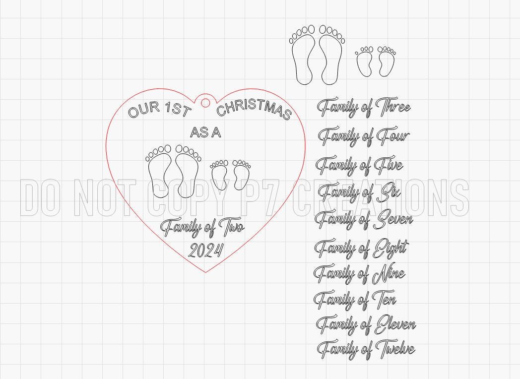 Our First Christmas As A Family Ornament-Laser Engraved-Digital Design-SVG-Glowforge & More