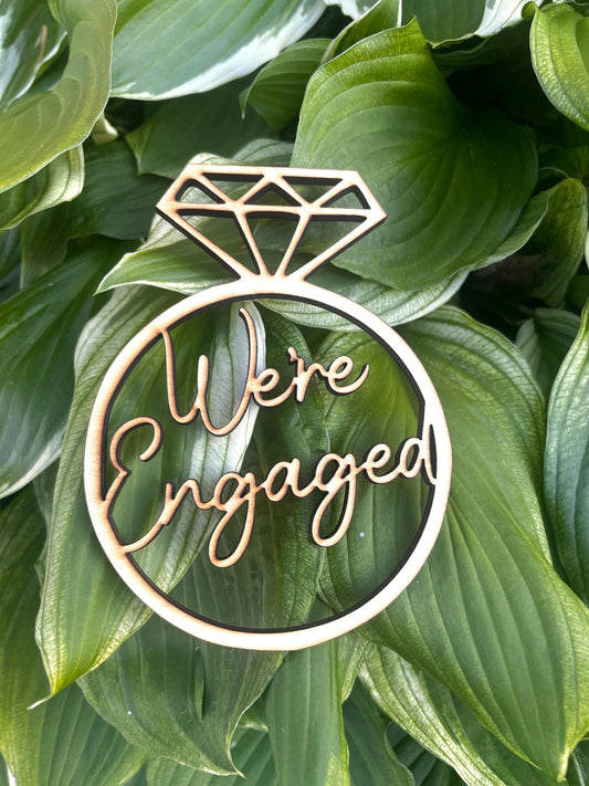 We're Engaged SVG | Diamond Ring Laser Cut File | Engagement Party Decor