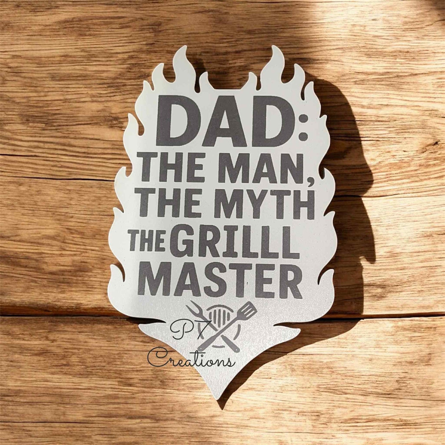 Dad The Grill Master SVG – Laser Cut Wooden Flame Shape – Father’s Day BBQ Gift – Man Cave or Patio Decor