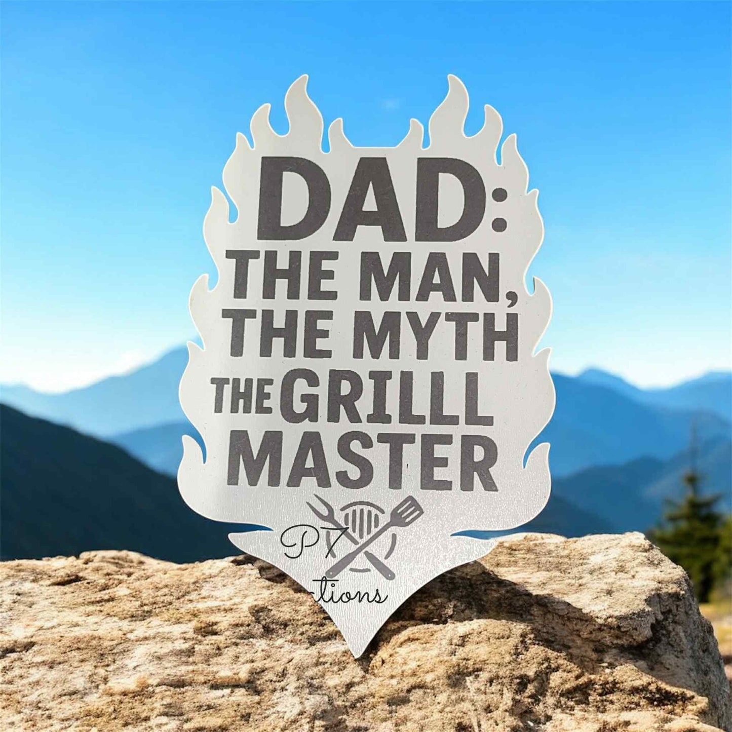 Dad The Grill Master SVG – Laser Cut Wooden Flame Shape – Father’s Day BBQ Gift – Man Cave or Patio Decor