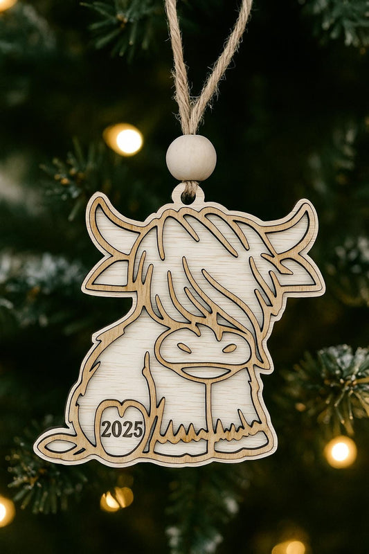 Scottish Highland Cow Ornament SVG-Digital Download-Laser-Cricut-Glowforge-The Original-Christmas