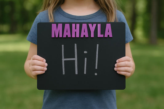 Personalized Chalkboard with Name – 8.5"x11" Kids Chalk Board with 3D Wood Letters | First Day of School Sign | Custom Name Gift